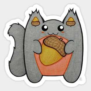 Acorn Cutie - Kawaii Grey Squirrel With an Acorn Sticker